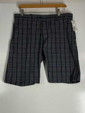 H&M Men’s Plaid Regular Fit Low Rise Shorts Navy Red White Size 33R NWT